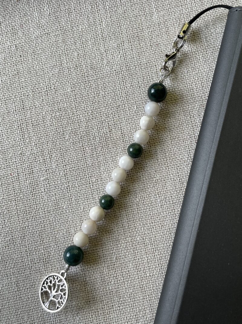 Bijou de Portable ou Porte-Clefs Agate Mousse et Agate Blanche