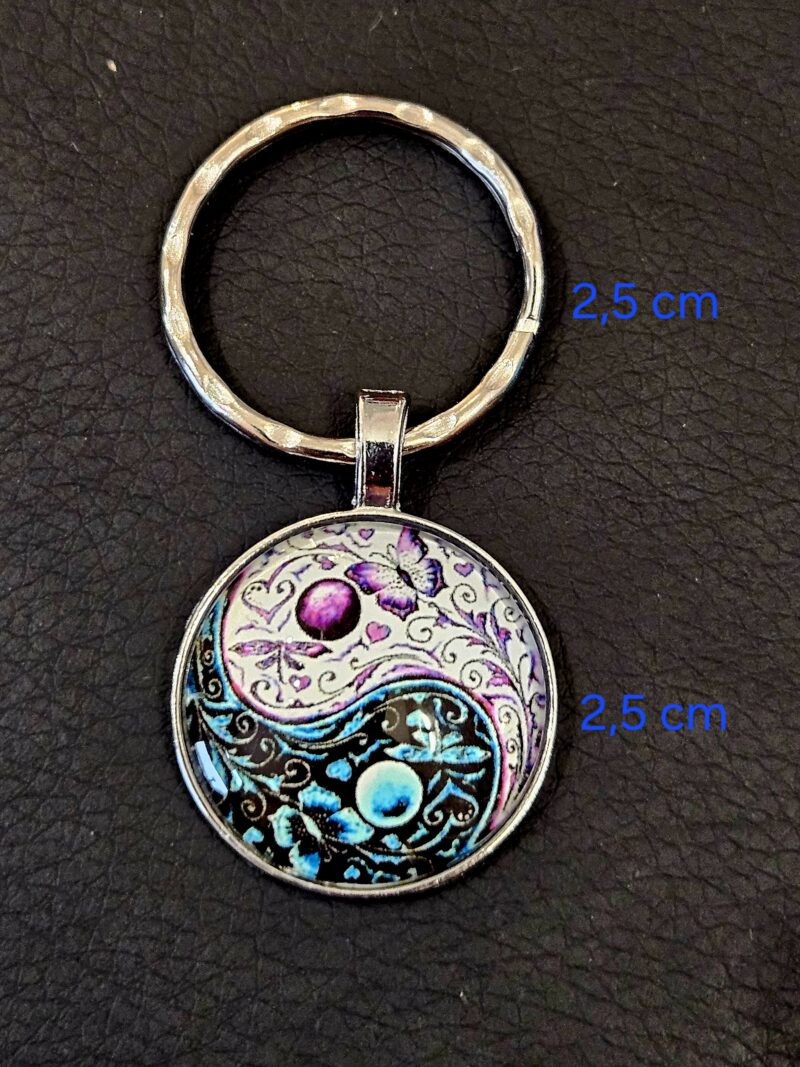 Porte-clefs Yin Yang bleu et mauve