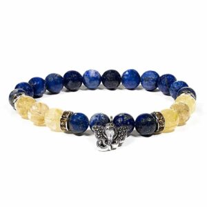 Bracelet Lapis Lazuli et Quartz Rutile avec Ganesh