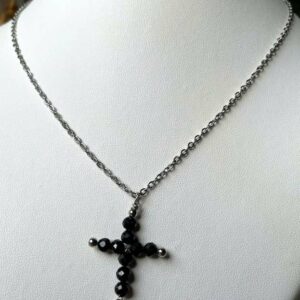 Collier Croix Tourmaline Noire