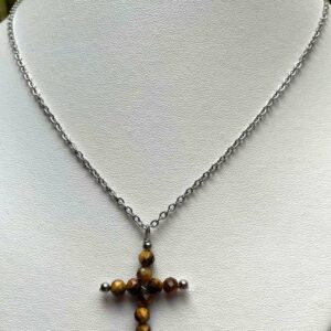 Collier Croix Oeil de Tigre