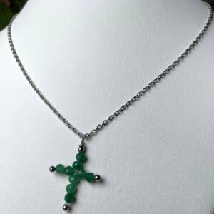 Collier Croix Aventurine Verte