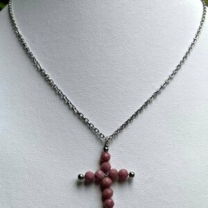 Collier Croix Rhodonite